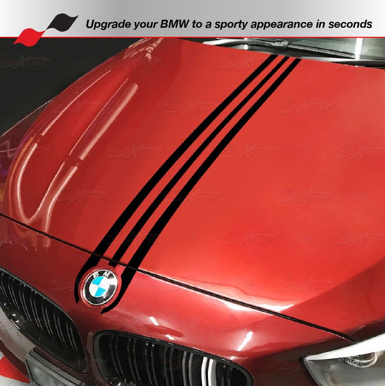 For BMW Engine Car Hood Racing Tripleline Stripe Exterior Decal