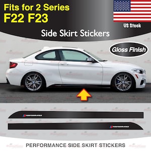 Compatible with BMW F22 F23 2 Series Performance Side Skirt Decals Trim GLOSS BLACK Vinyl Stripes Stickers | AutoXtreme