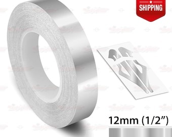 CHROME SILVER 1/2" 12mm Roll Pin Stripe Car PinStriping Styling Trim Adhesive Line Tape Decal Vinyl Sticker | 32ft 9.80m | AutoXpress
