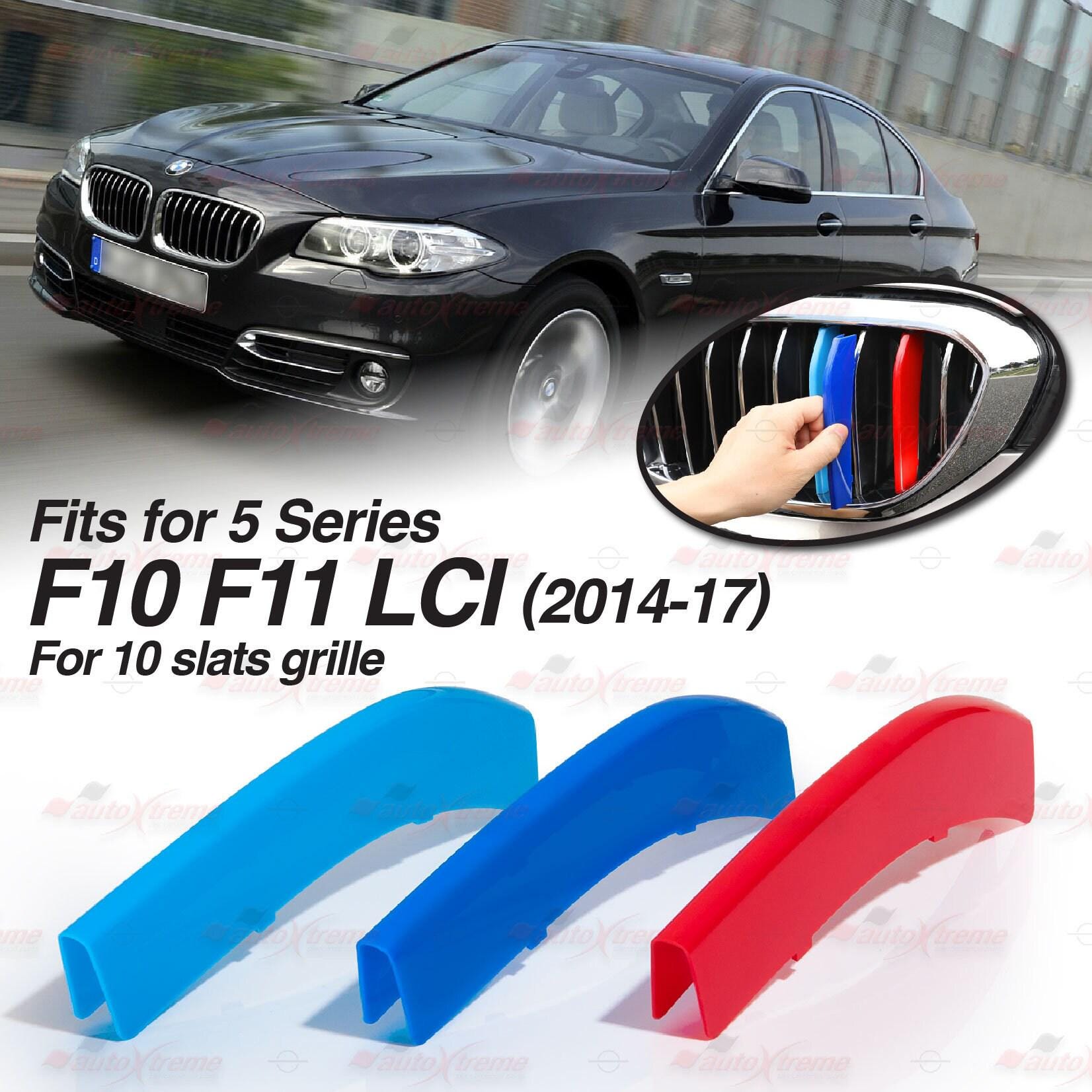 Tri-color 10 BARS Kidney Grille Front Cover Insert Clips Fits BMW 5 ...