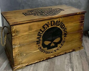 Coffre en bois Harley Davidson