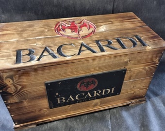 Coffre en bois sculpté CNC Bacardi