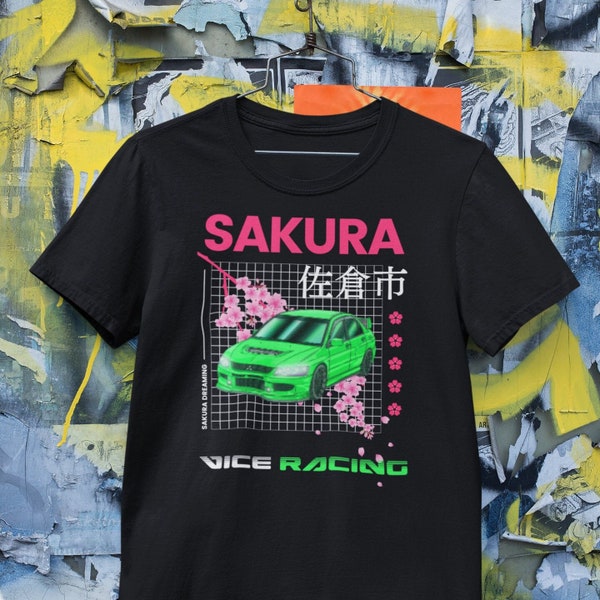 Camiseta Mitsubishi estilo japonés sakura cherry blossom