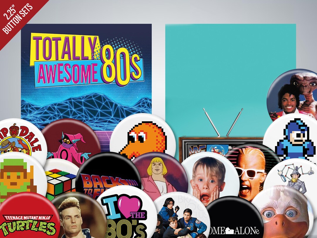 Totally Awesome 80s Pin-back Buttons Set 2: Rad Accessories for Your ...