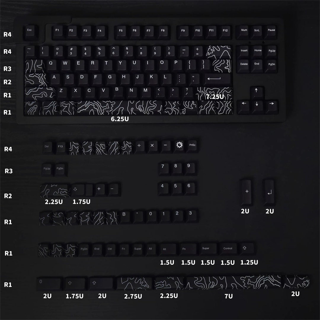 Canyon Lines Keycap Set146pcs Minimalist Black Keycap Set Etsy