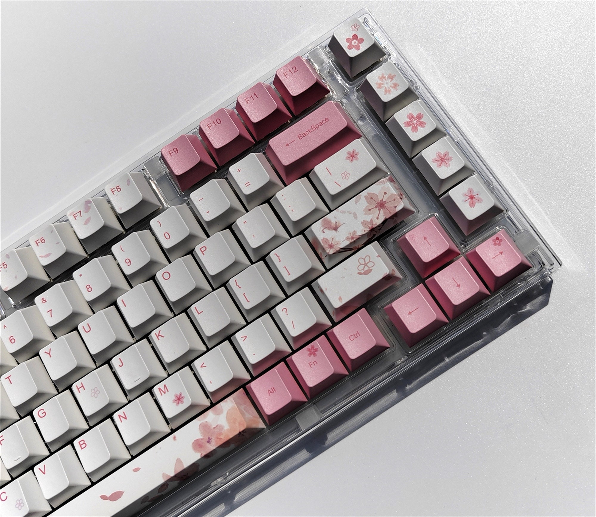 Pink Cherry Blossoms Keycap Set122 Keys Pink Sakura Keycaps Etsy
