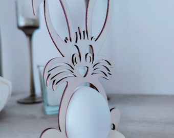 Laser cut 3mm 4mm 6mm Easter Eggs Rabbit Stand svg template Easter bunny dxf vector Egg holder laser cut template pattern Laser cut cnc plan