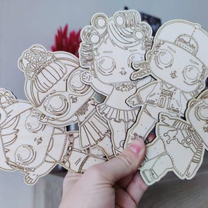8 ambachtelijke schilderij kit, houten kleurplaten meisjes voor kinderen, houtkleuring voor meisjes, cadeau voor kinderen, mode kleurplaten svg lasergesneden bestand.