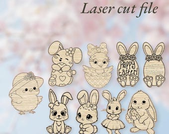 Easter Laser Cut Files: Bunny & Chick SVG Designs (Digital Download)