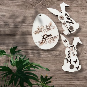 Osterei mit Namen, benutzerdefinierte Osterdekoration, personalisierter Ostergeschenkanhänger, SVG-Dateien, Laserschnitt, Hase, SVG-Datei für Ostern