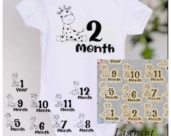 Giraffe Baby Milestone SVG: Monthly Photo Prop, Laser Cut File (Digital Download)