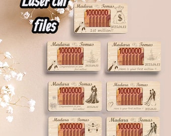 7 st of Laser Cut Wooden Money Gift Envelope – Personalized Wedding Keepsake (Digital File)