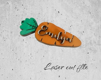 Etiqueta de nome de cenoura de Páscoa SVG: cabide de cesta personalizado (arquivo de corte digital)