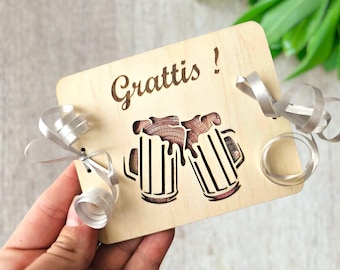Laser Cut Wooden Money Envelope: Beer Mug Design - Grattis SVG File