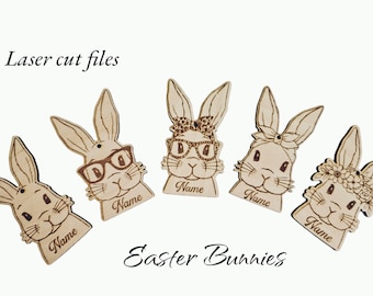 Easter Bunny SVG Bundle: Laser Cut Name Tag Designs (Digital Download)
