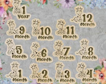 First Year Milestone with giraffe SVG design  | Baby Monthly Designs | Digital Cutting Files, First Year Monthly , laser cut file, digital