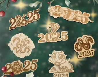7st design of 2025 snakes year, DIY laser cut , plywood, New year symbol logo