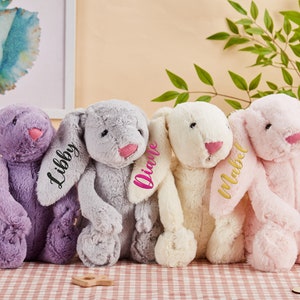 Personalized Gift Embroidered Bunny Rabbit,Bunny Soft Toy,Fluffy Bunny,Newborn Baby Gift,Baby Bunny Toy,Custom Plush Bunny Rabbit,Baby Gifts