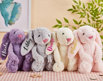 Personalized Gift Embroidered Bunny Rabbit,Bunny Soft Toy,Fluffy Bunny,Newborn Baby Gift,Baby Bunny Toy,Custom Plush Bunny Rabbit,Baby Gifts