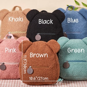 Personalisierter Teddybär Rucksack, gestickter Teddybär Rucksack für Kinder, Plüsch Rucksack Tasche, Name Bär Tasche, süße Tasche für Kinder, Kindergeschenke Bild 7