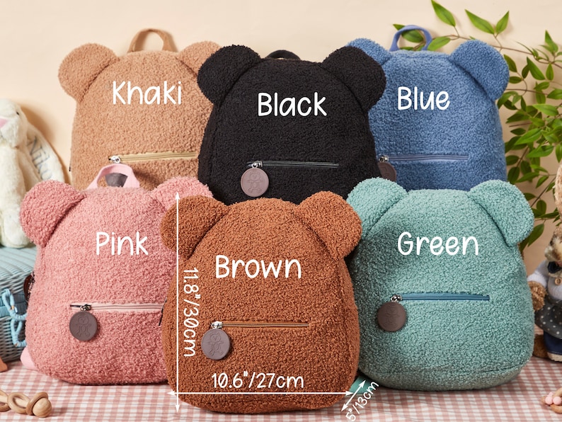 Personalized Teddy bear Backpack,Embroidered Teddy Bear Backpack for Kids,Plush Backpack Bag,Name Bear Bag,Cute Bag for Kids,Child Gifts zdjęcie 7