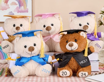 Ours de remise des diplômes personnalisé,Ours diplômé,Animal en peluche,Ours en peluche de remise des diplômes 2024,Collage cadeaux de remise des diplômes pour elle 2024,Souvenir de remise des diplômes