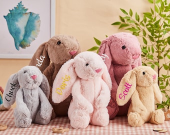 Embroidered Bunny Rabbit,Personalised Bunny Rabbit Toy,Custom Monogrammed Bunny Rabbit,Bunny Soft Plush Toy,Flower Girl Gifts,Birthday Gifts