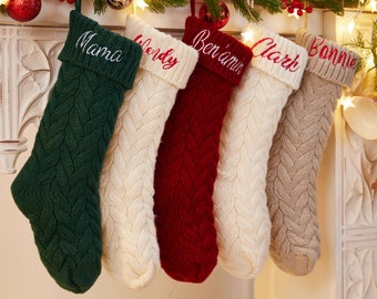 Personalized Christmas Stockings, Embroidered Christmas Stocking,Christmas Gifts, Knitted Christmas Stockings, Monogram Family Stockings