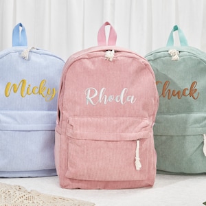Cartable pour enfant, sac à dos personnalisé pour tout-petit, cartable avec nom brodé pour enfant, sac à dos en velours côtelé pour étudiant, sac à langer, cadeau d'anniversaire