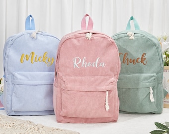 Mochila escolar para niños, mochila personalizada para niños pequeños, bolsa de libros para niños con nombre bordado, mochila de pana para estudiantes, bolsa de pañales, regalo de cumpleaños
