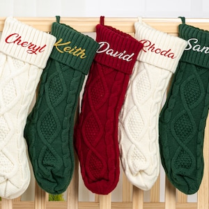 Embroidered Christmas Stocking Personalized Christmas Stockings Knitted Stockings Family Stockings Monogram Stockings Holiday Decor Gifts