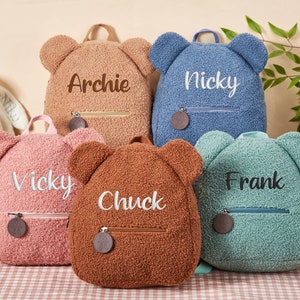 Personalized Teddy bear Backpack,Embroidered Teddy Bear Backpack for Kids,Plush Backpack Bag,Name Bear Bag,Cute Bag for Kids,Child Gifts zdjęcie 4