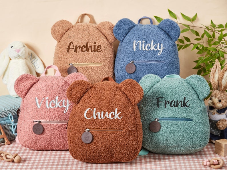 Personalized Teddy bear Backpack,Embroidered Teddy Bear Backpack for Kids,Plush Backpack Bag,Name Bear Bag,Cute Bag for Kids,Child Gifts image 4