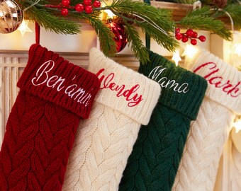 Personalized Christmas Stockings, Embroidered Christmas Stocking,Christmas Gifts, Knitted Christmas Stockings, Monogram Family Stockings