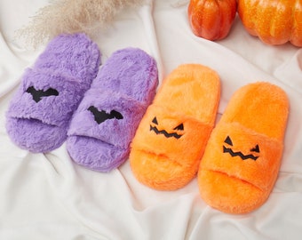 Pumpkin Slippers,Pumpkin Cozy Slippers,Comfortable Cute Slippers Women,Halloween Slippers,Halloween Gift For Her,Halloween Fulffy Slippers