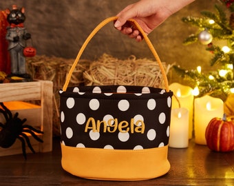 Benutzerdefinierte Süßes oder Saures Halloween-Süßigkeiten-Tasche, personalisierte Halloween-Eimer für Kinder, bestickte Halloween-Süßigkeitstaschen, Halloween-Süßigkeitskorb