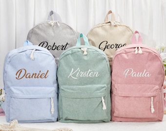 Embroidered Toddler Backpack,Custom Kids Backpack,Corduroy Backpack Child Gifts,Personalized Children&#39;s Backpack,Kid Book Bags with Names