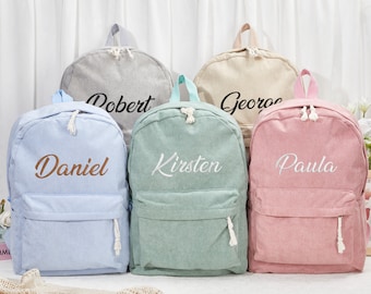 Bestickter Kleinkindrucksack, benutzerdefinierter Kinderrucksack, Cordrucksack-Kindgeschenke, personalisierter Kinderrucksack, Kinderbuchtasche mit Namen