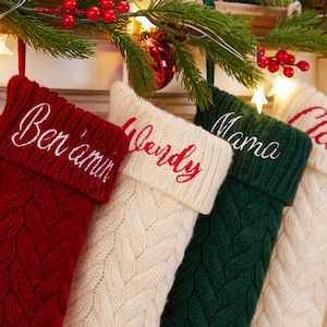 2025 Embroidered Christmas Stocking,Personalized Xmas Stocking with Name,Holiday Stockings,Knitted Family Stocking,Christmas Family Gifts