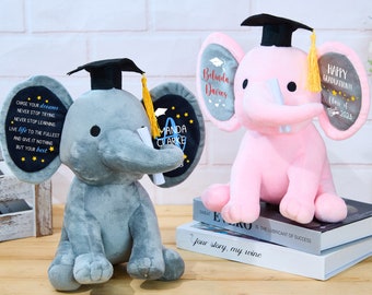 Graduation Gift,Personalized Graduation Elephant,Custom Grad Gift,Graduation Keepsake,Personalized Stuffed Animal,Preschool Gradation Gift