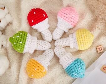 Handmade Mini Mushroom Ornaments,Decorative Mushrooms,Crochet Mushrooms,Christmas Ornaments,Holiday Decoration,Crochet Colorful Mushrooms