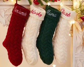 2023 Personalized Christmas Stockings, Family Knitted Christmas Stockings, Custom Christmas Gifts, Embroidered Christmas Stockings With Name