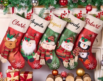 Personalized Christmas Stockings,3-D Plush Character,Monogram Stockings,Custom Family Stockings,Holiday Decor,Christmas Tree Decor,Xmas Gift