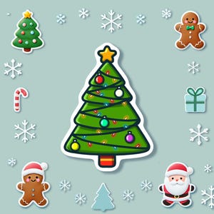 Christmas Tree Sticker | Cute Holiday Sticker for Planners, Gifts, and Scrapbooking