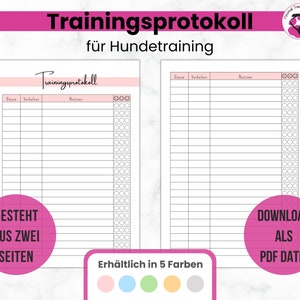 Training protocol for dog training to print | 2 pages | DIN A4 & A5 | German | PDF | printable planner | GoodNotes | Adobe Reader