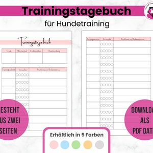 Training diary for dog training to print | 2 pages | DIN A4 & A5 | German | PDF | printable planner | GoodNotes | Adobe Reader
