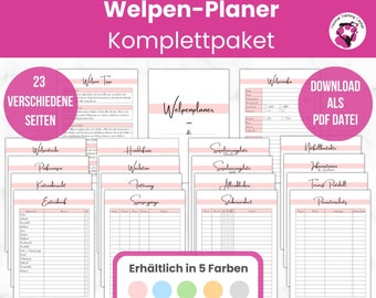 Puppy Planner Complete Package for Printing | Socialization Checklist, Training and Health Logs, etc. | German | DIN A4 & A5 | PDF