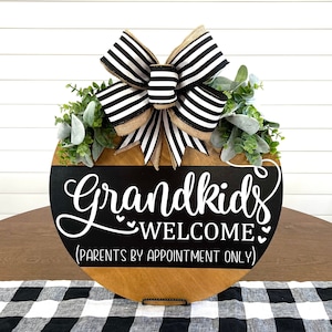 Grandparent Door Hanger | Grandkids Welcome | Grandma/Grandpa Door Hanger | Grandparent Gift | Door Wreath | Door Decor | Year Round Wreath