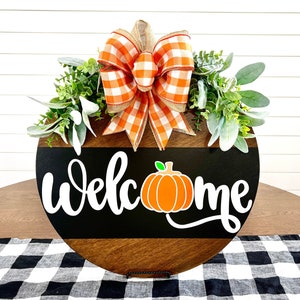 Pumpkin Welcome Door Hanger | Fall Door Hanger | Fall Wreath | Fall Porch Decor | Fall Door Decor | Front Door Decor | Fall Door Sign |