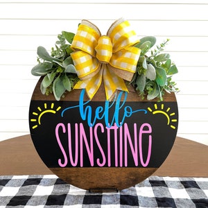 Hello Sunshine Door Hanger | Summer Door Decor | Summer Door Hanger | Summer Door Wreath | Sunshine Decor | Summer Home Decor | Door Sign